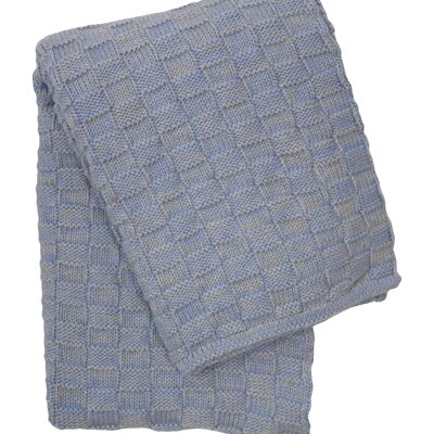 couverture en coton tricoté gouttes mêlée bleu céleste petit
