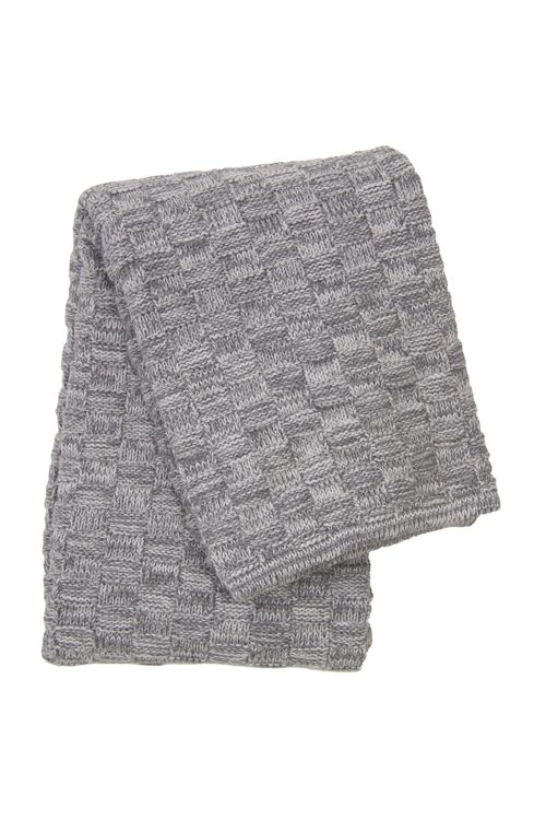 knitted cotton blanket drops mêlée gray small