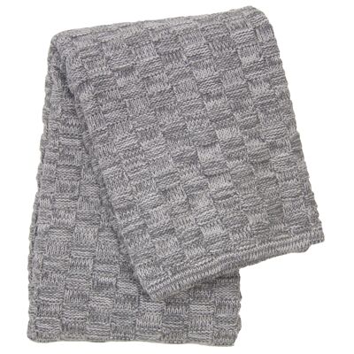 couverture tricotée en coton gouttes mêlée gris petit