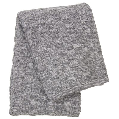 couverture tricotée en coton gouttes mêlée gris petit