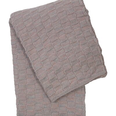 knitted cotton blanket-powder pink-medium*