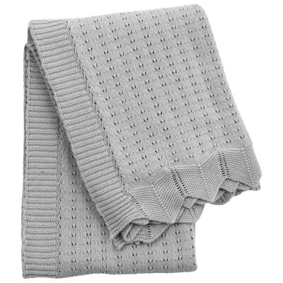 knitted cotton blanket-light gray-medium*
