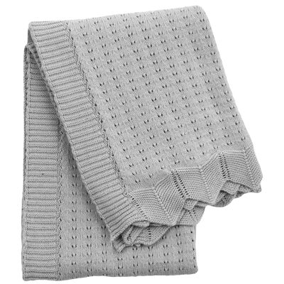couverture en coton tricoté-gris clair-moyen*