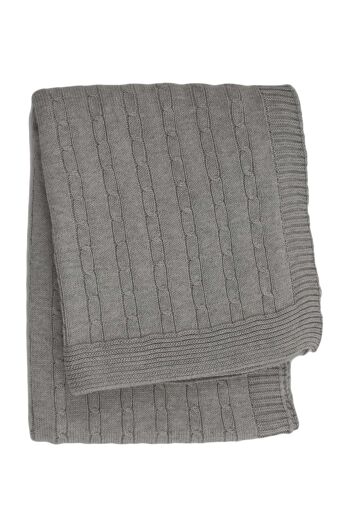 couverture tricotée en coton twist petit gris clair moyen 1
