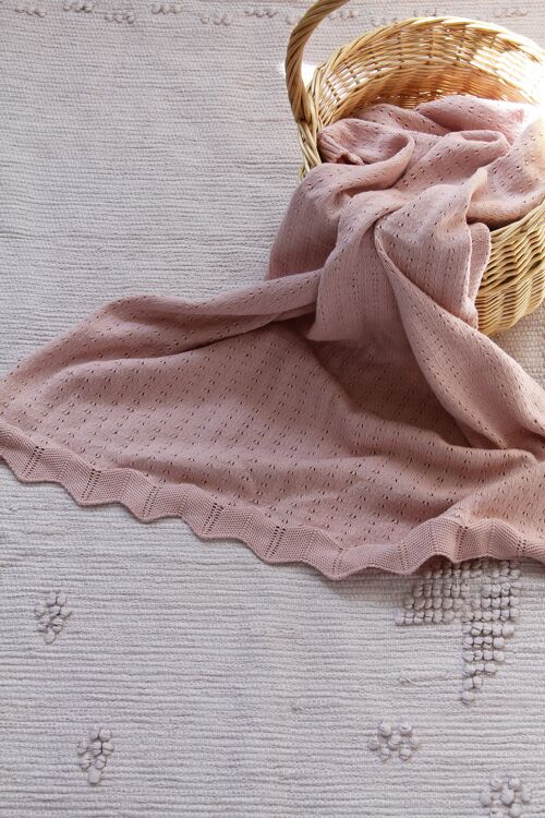 knitted cotton blanket nouveau powder pink