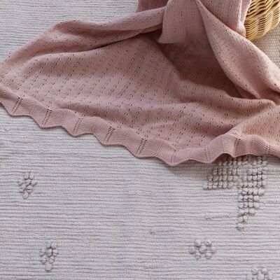 knitted cotton blanket nouveau powder pink