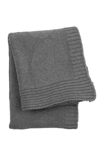 Couverture en coton tricoté à pois gris petit 1
