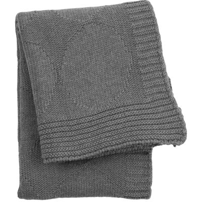 Couverture en coton tricoté à pois gris petit