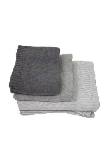 Couverture en coton tricoté à pois gris petit 2