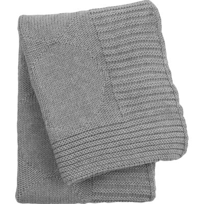 knitted cotton blanket-light gray-medium