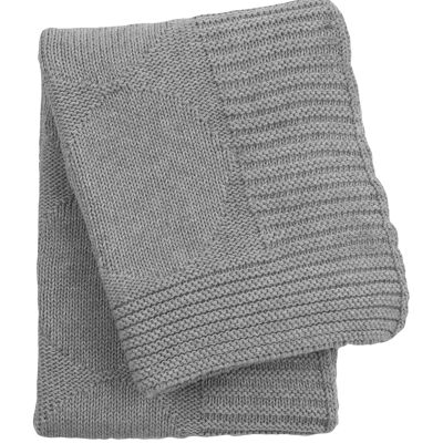 knitted cotton blanket-light gray-medium