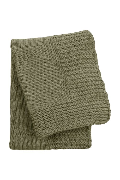 knitted cotton blanket spots olive green medium