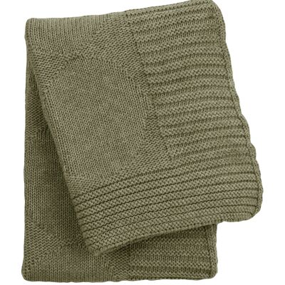 knitted cotton blanket spots olive green small