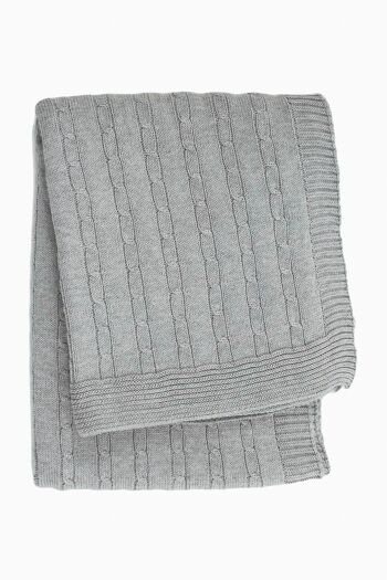 couverture tricotée en coton twist petit gris clair 2