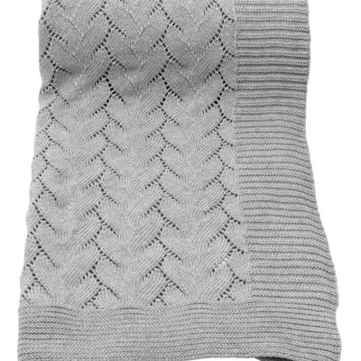 plaid en coton tricoté-gris clair-moyen*