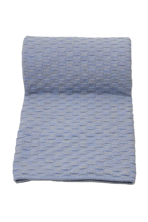 knitted cotton plaid Drops melee, sky blue, medium