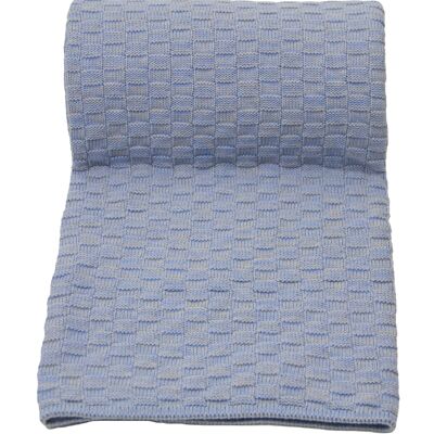 knitted cotton plaid-sky blue-medium