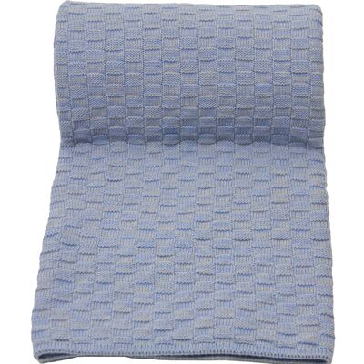plaid en coton tricoté-bleu ciel-moyen