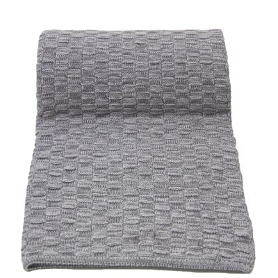 plaid en coton tricoté-gris-moyen*