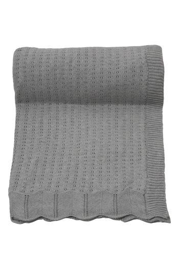 plaid en coton tricoté nouveau gris moyen
