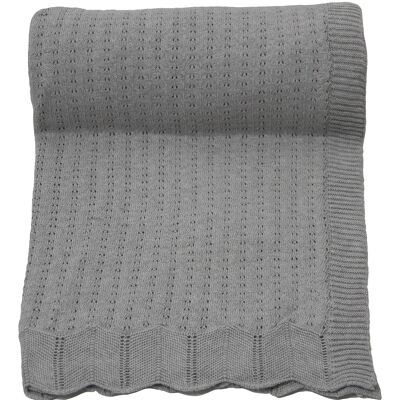 plaid en coton tricoté nouveau gris moyen
