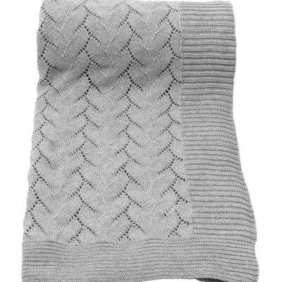 plaid en coton tricoté-gris clair-moyen**