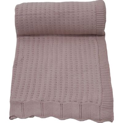 plaid en coton tricoté-rose poudré-moyen