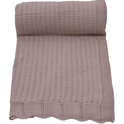 plaid en coton tricoté-rose poudré-moyen