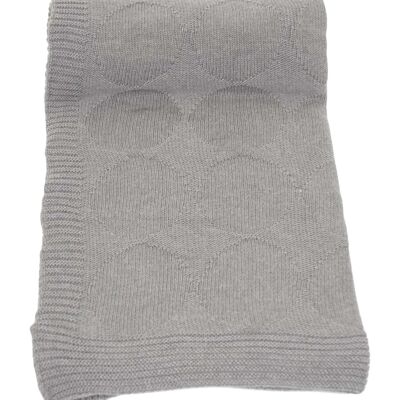 plaid en coton tricoté-gris clair-moyen*-*