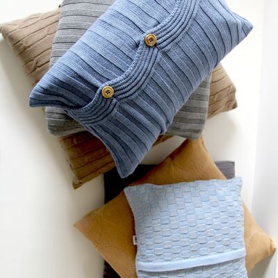 knitted cotton pillowcase-heavenly blue-xsmall