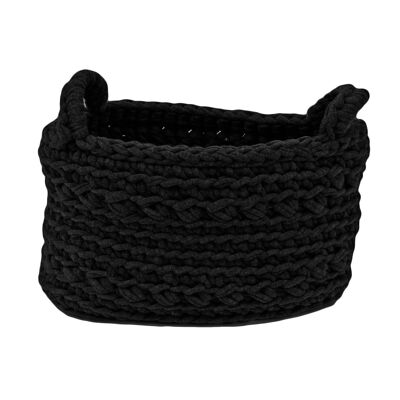 crocheted cotton basket-black-small