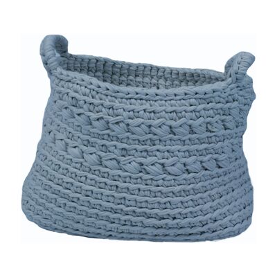 crocheted cotton basket-baby blue-small