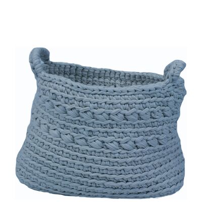crocheted cotton basket-baby blue-small