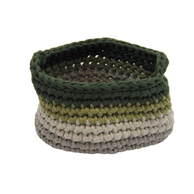 Cesta de algodón crochet-verde oliva-xpequeña