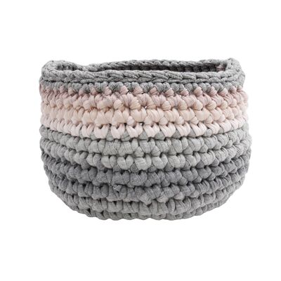 crocheted cotton basket-pink-xsmall