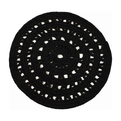 crocheted cotton rug-black-medium