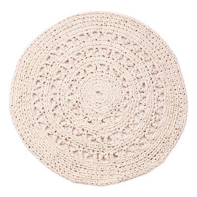 crocheted cotton rug-champagne-medium