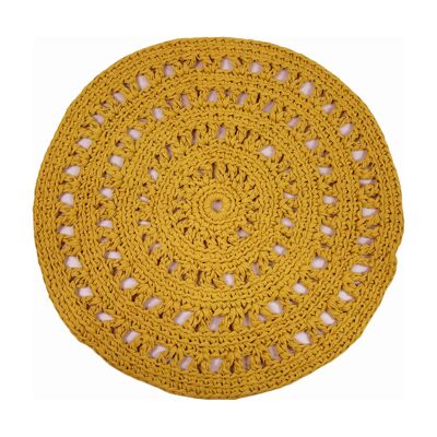 tapis crocheté en coton ocre arabe medium