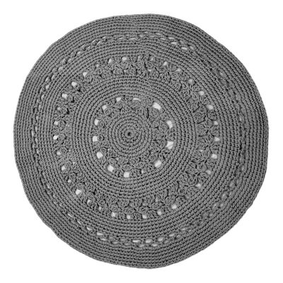 crocheted cotton rug-grey-large*