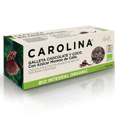 Biscuit intégral bio digestif baigné de chocolat et de noix de coco râpée