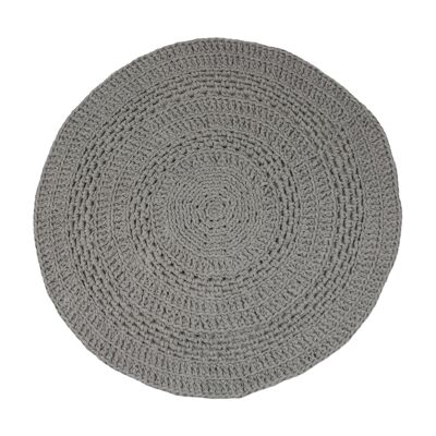 crocheted cotton rug-light gray-medium