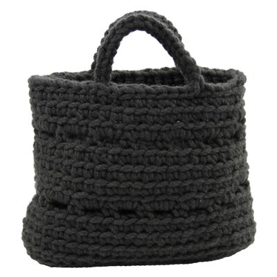 crochet woolen basket-anthracite-small.