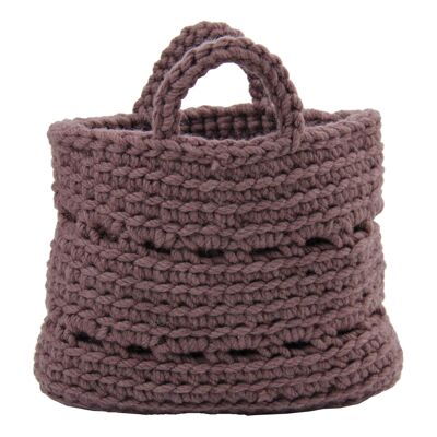 crochet woolen basket-violet-large.