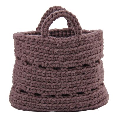 crochet wool basket-violet-medium.