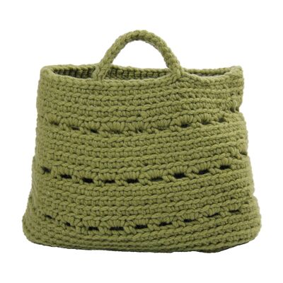 crochet woolen basket-olive green-xlarge