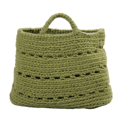 Cesta de lana crochet-verde oliva-xlarge