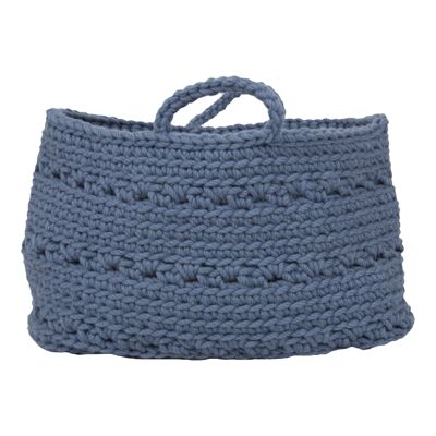 crochet wool basket-petroleum-large