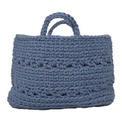 crochet wool basket-petroleum-medium