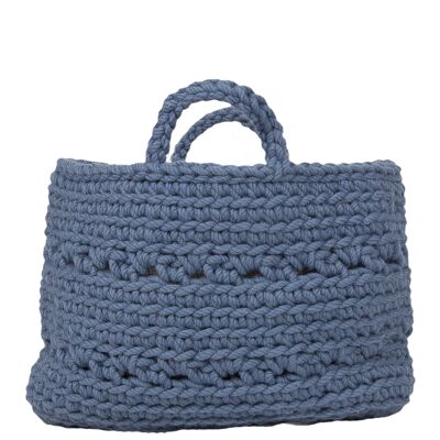 crochet wool basket-petroleum-medium