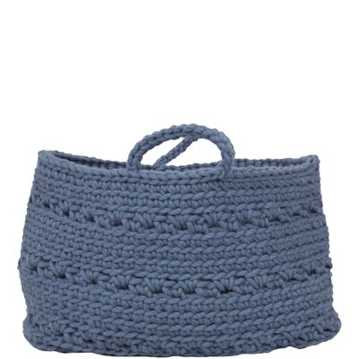 crochet wool basket-petroleum-xlarge